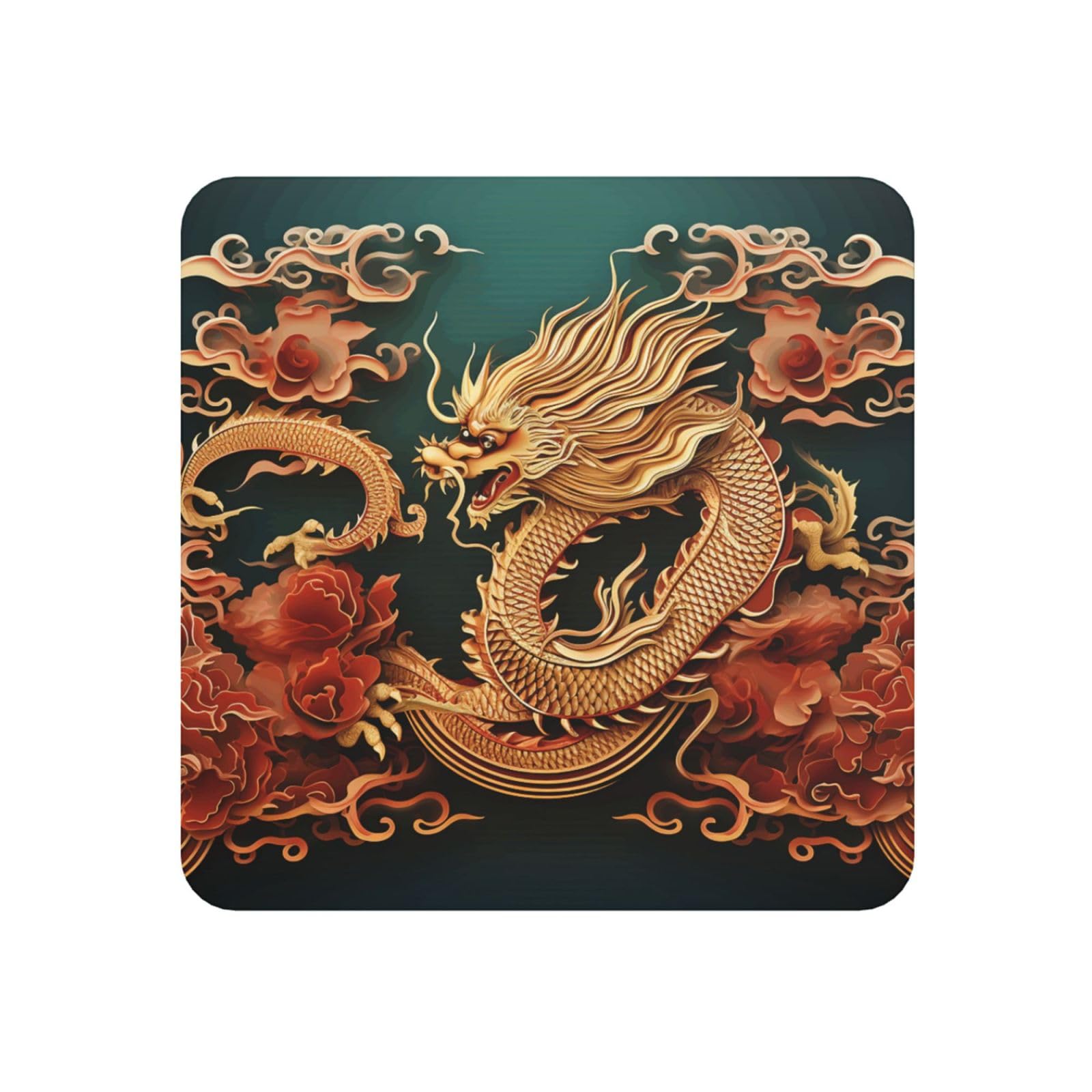 Fodpand Square Dragon Chinese Background Fridge Magnets, Strong Small Refrigerator Magnets Decorative Magnets For Kitchen Fridge Office Locker - Funny Magnetic Stickers Birthday Gifts