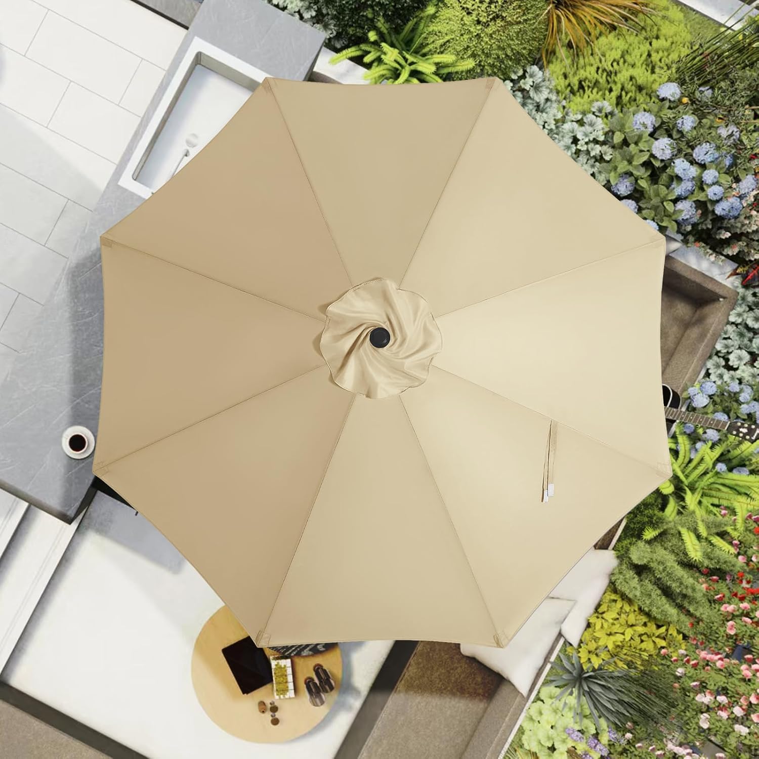 MASTERCANOPY Patio Umbrella 10 ft Replacement Canopy for 8 Ribs-Beige Canopy Only