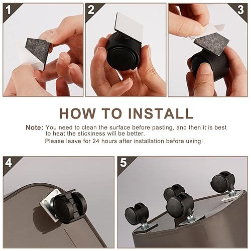 Miniatura 2 de Cofufu 8 ruedas de placa pastable de 1 pulgada, ruedas giratorias autoadhesivas, rueda universal de rotación de 360, ruedas adhesivas para