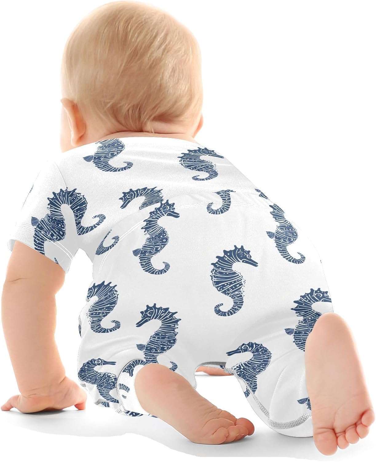 vvfelixl Baby Clothes Simple Seahorse Baby Bodysuits Set Unisex Short Sleeve Babys Pants Sets 0-3M