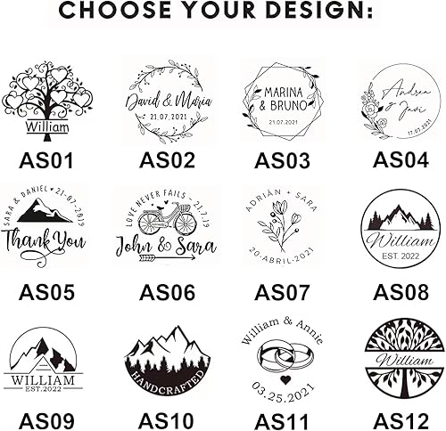 Miniatura 4 de Sello personalizado de goma de madera, logotipo personalizado para diseño de texto, nombre, dirección (acrílico, 1.2 pulgadas)