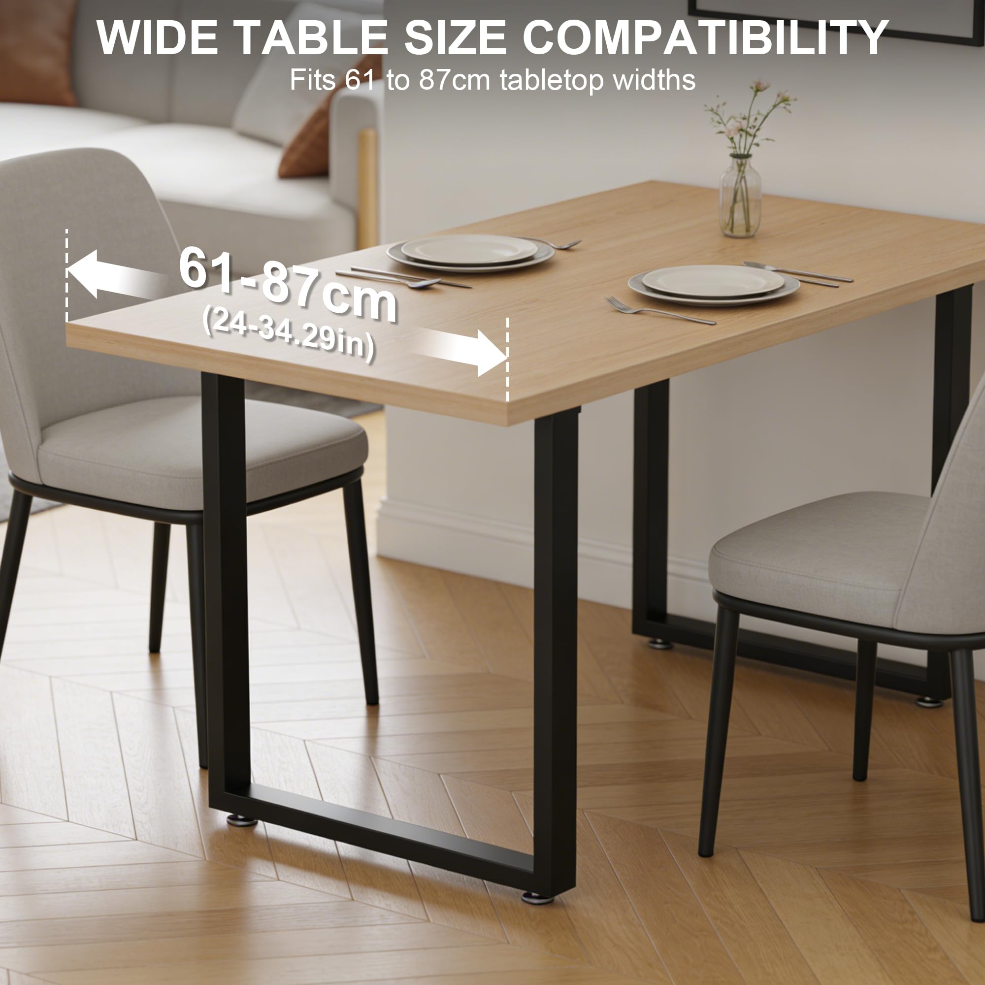 Industrielle Tischbeine Metall Schwarz, 28" x 24", 2 Stück, Robuste Schreibtischbasis aus Stahlrohr für Esszimmer, Tischbeine 70cm Schwarz und DIY-Möbelstütze, quadratische Form
