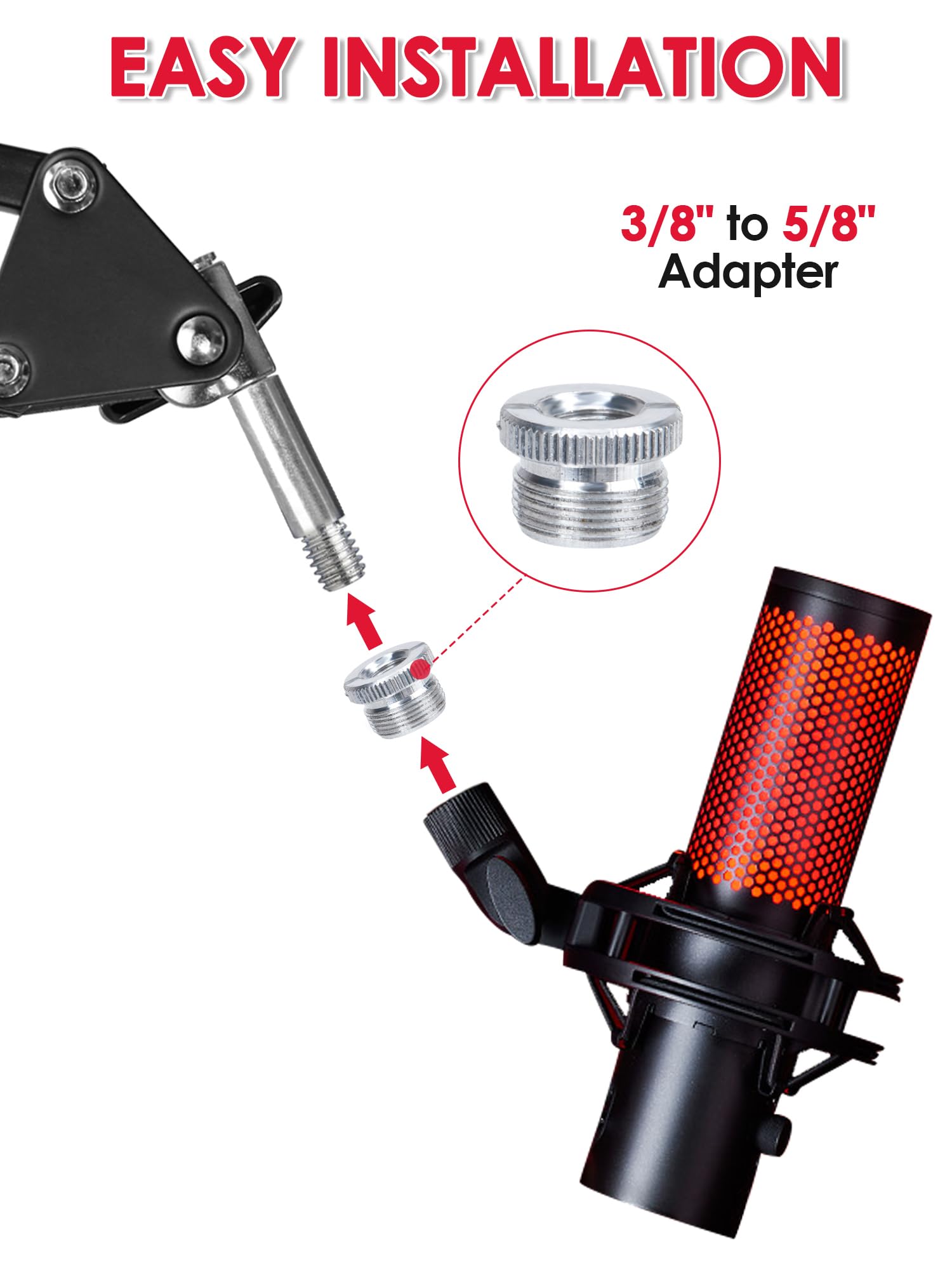 YOUSHARES Mikrofonarm für HyperX QuadCast 2/2 S - Profi Mic Arm mit Kabelklemme kompatibel mit HyperX QuadCast, QuadCast S, SoloCast Mikrofon, Mikrofonarm Tisch für Streaming, Gaming, Podcasting