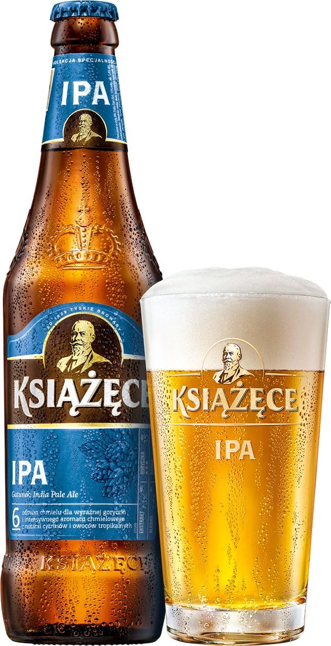 Książęce IPA sans alcool 24 x 0,5 l – Indian Pale Ale de Pologne avec 0,0 % de vol. – Sous-verre à bière avec maison des bières Berlin