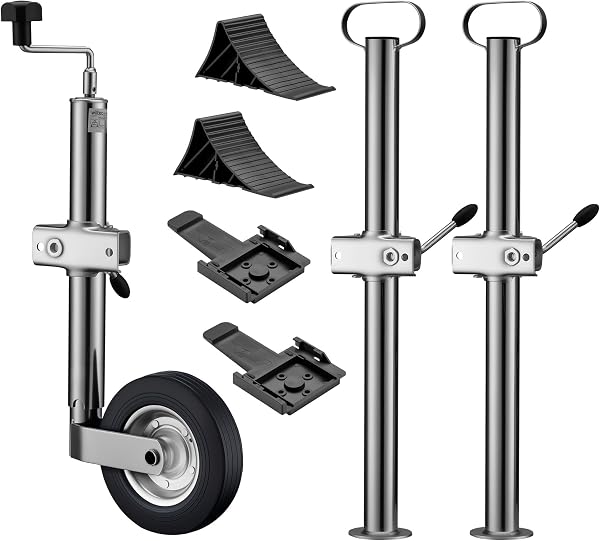 Wiltec Roue Jockey pour remorque – 840 x 260 x 48 mm – Charge Max. 362 kg – en Acier galvanisé – avec Borne de Serrage & Dispositifs de Serrage – Caravanes Roulottes - 5