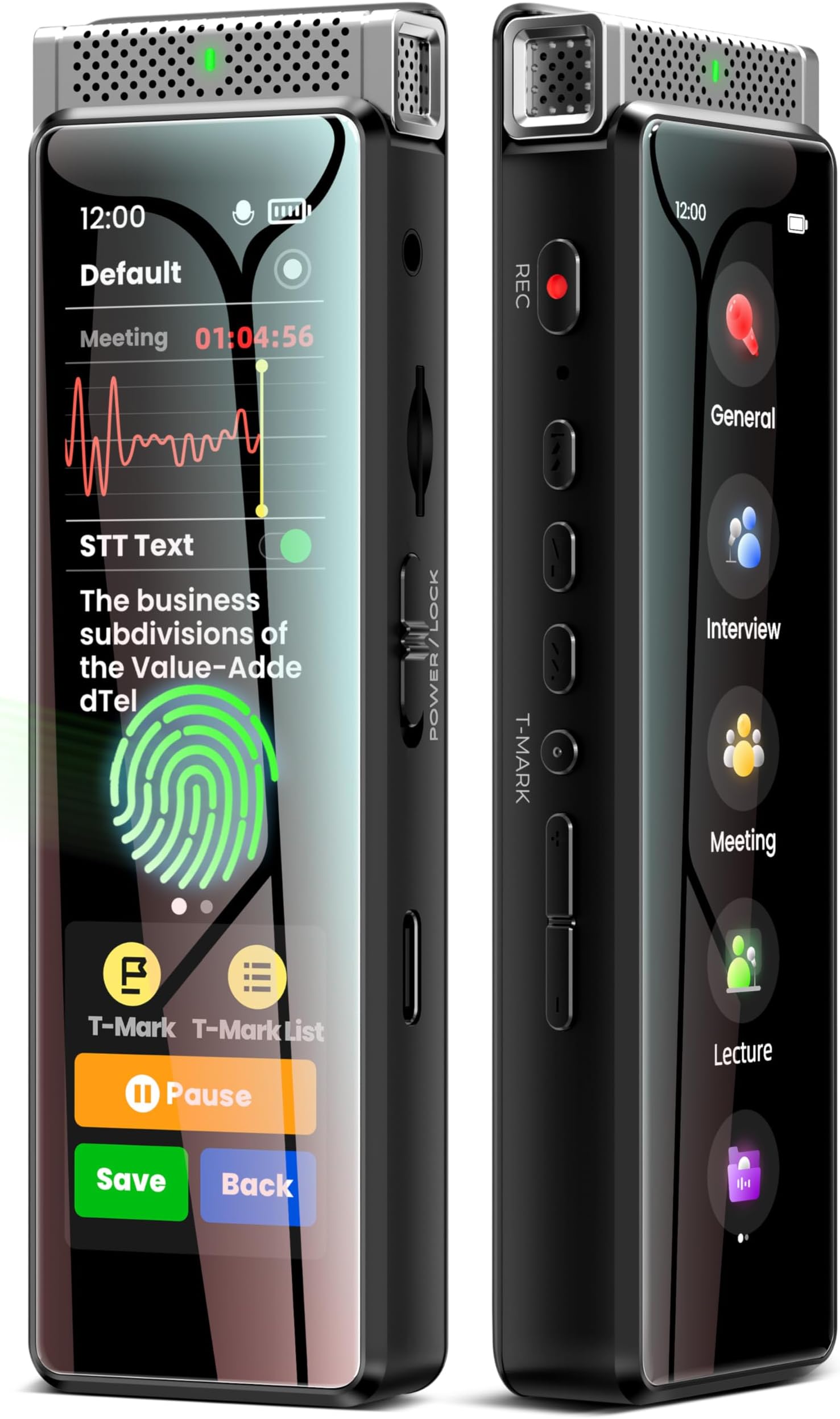 72G Digital Voice Recorder with Playback, R1 Full Touch Screen Voice Recorder with Bluetooth and Smart STT Transcript, Sound Recorder Device Activated