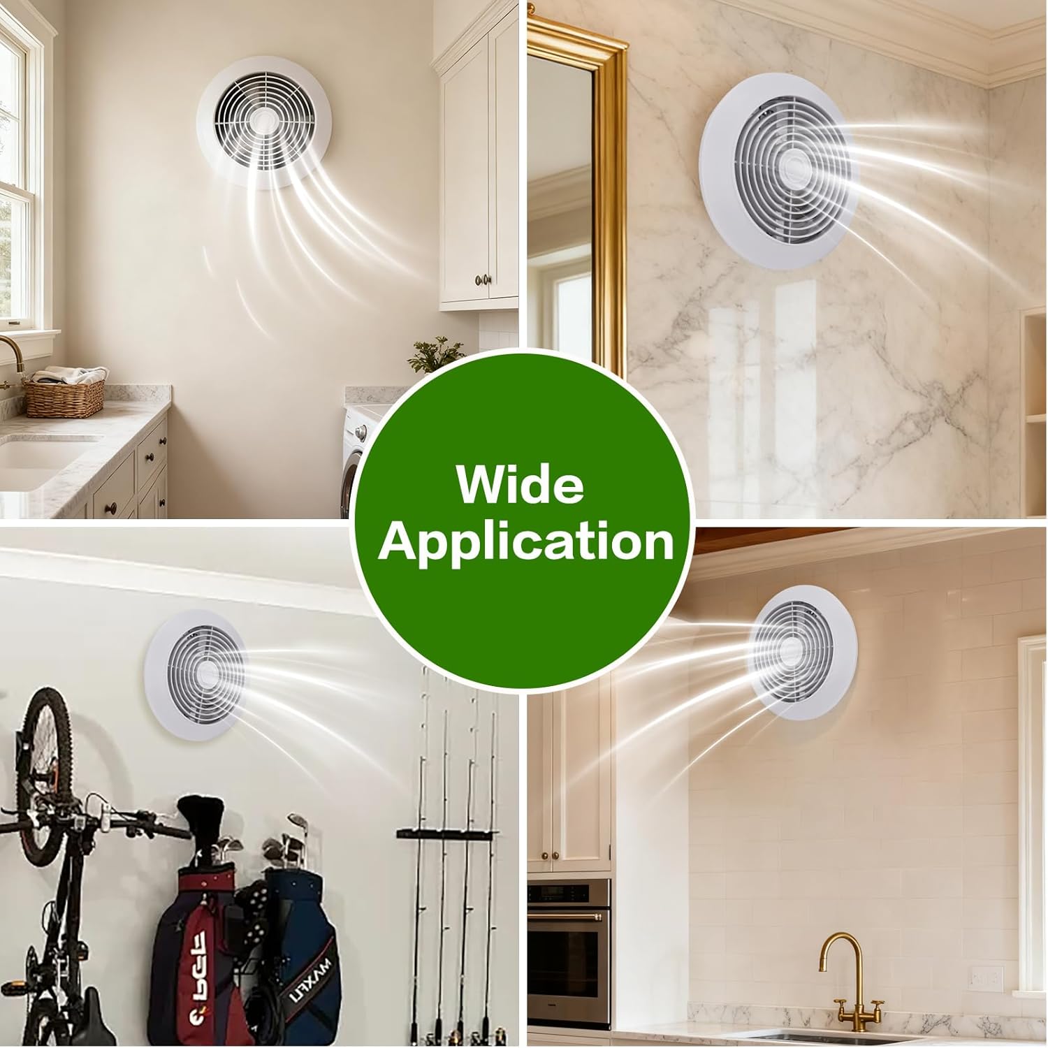 512M 6-inch Through Wall Exhaust Fan, 【Fast Deodorize, Dehumidify & Metal Exhaust Vent Cap, Corrosion-Resistant】80 CFM 4.0 Sones, Bathroom Wall Exhaust Fan, with Retractable Duct&Non-Return Flap