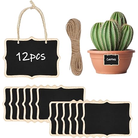 Chalkboard Tags for Baskets, Hanging Mini Chalkboard Signs with String for Easy Organization and Decoration