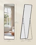 SONGMICS Full Length Mirror, 59 x 16 Inches, Rectangle Full Body Floor Mirror with Stand, Aluminum Alloy Frame, Tempered Glass, for Bedroom, Living Room, Cloakroom, Ink Black ULFM034B01V1