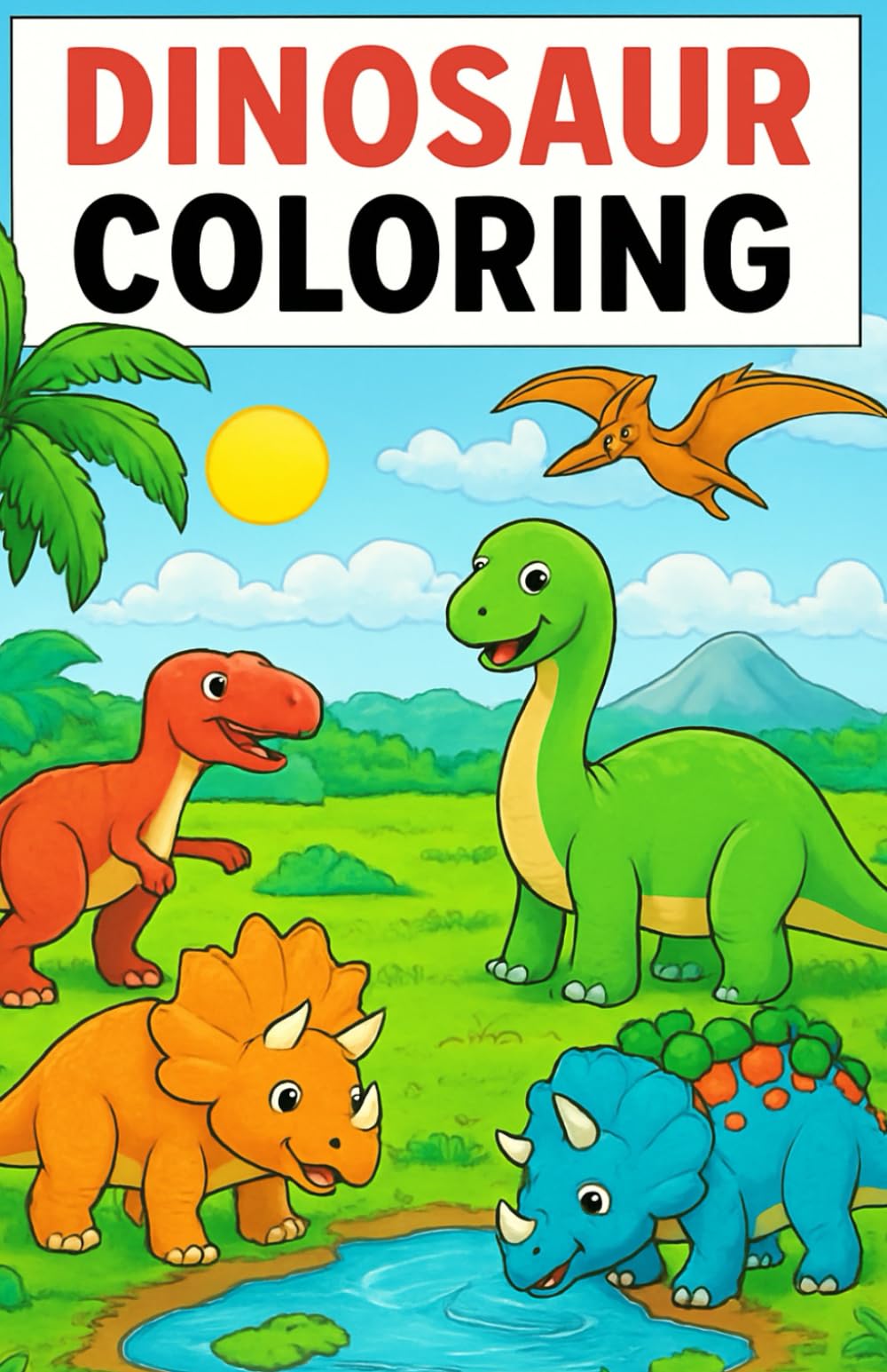 Dinosaurs Coloring: Dinosaurs Pun Coloring Booklet in Grayscale Illustrative Style