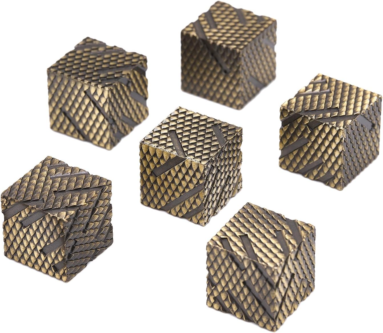 Dragon Scale Metal D6 Dice Set, Zinc Alloy 6 Sided Dice for DND RPG Tabletop Games,Gift Box Included (Bronze)
