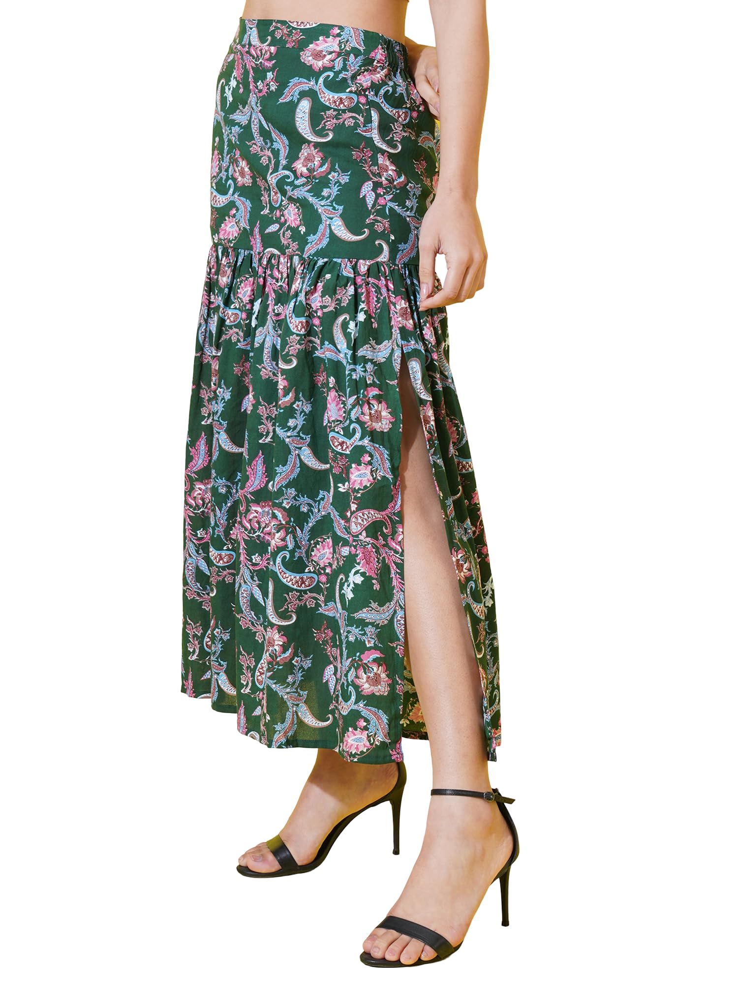 gudwear Paisley Print Full Length Maxi Skirt for Women and Girls, Rayon, Skirt-picture-54