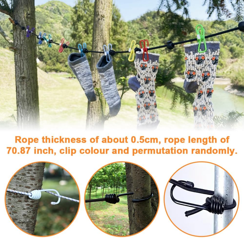 4 Stck Elastische Reise Wscheleine Mit 36 Klammern - Tragbare Camping  Wscheleine Ausziehbar Mit Clips