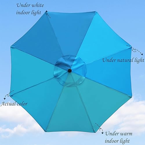 Miniatura 2 de Blissun - Sombrilla de aluminio para patio al aire libre de 9 pulgadas a rayas con pulsador inclinable y manivela