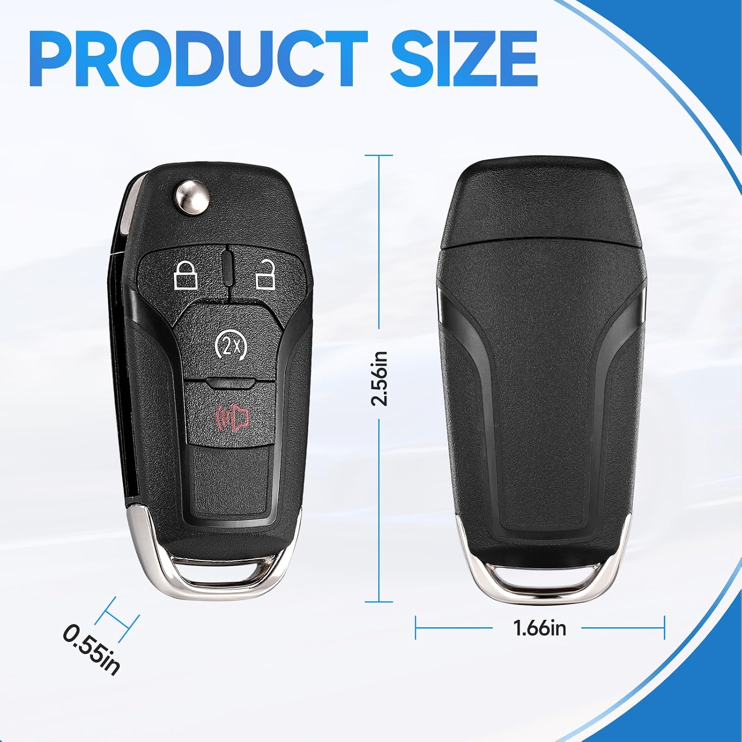 Flip Key Fob Replacement Fits for Ford F150/F-150 2015 2016 2017 2018 2019 2020 2021 2022 2023 2024 F250/F-250 F350/F-350 F450 F550 2017-2024 Ranger 2019-2022 Bronco 2021-2022 Keyless Entry N5F-AO8TDA