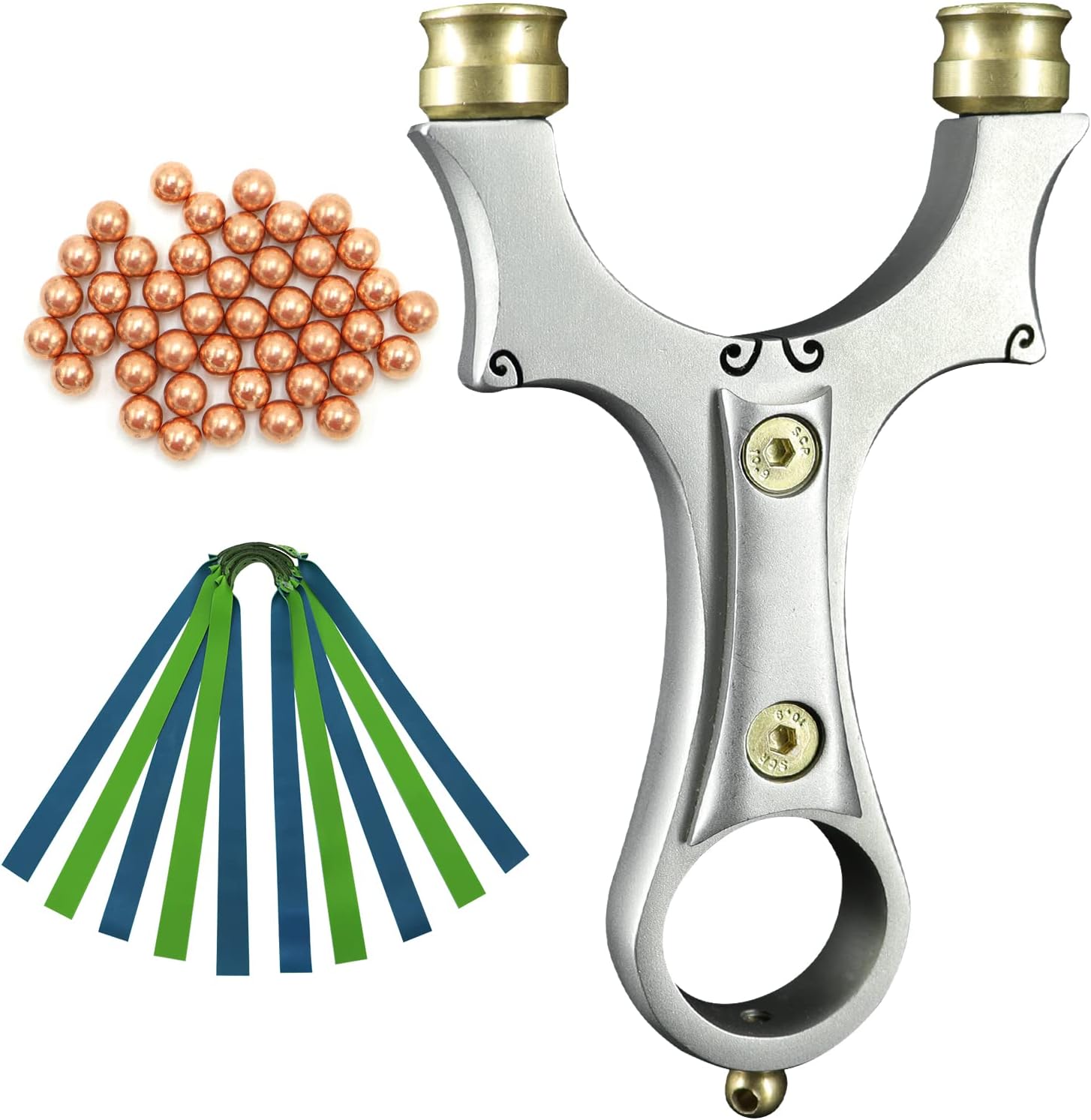 Obert Stainless Steel Powerful Slingshot for Hunting, Slingshot Catapult Kits Outdoor Hunting Sling Shot for Adults with Rubber Bands & Balls