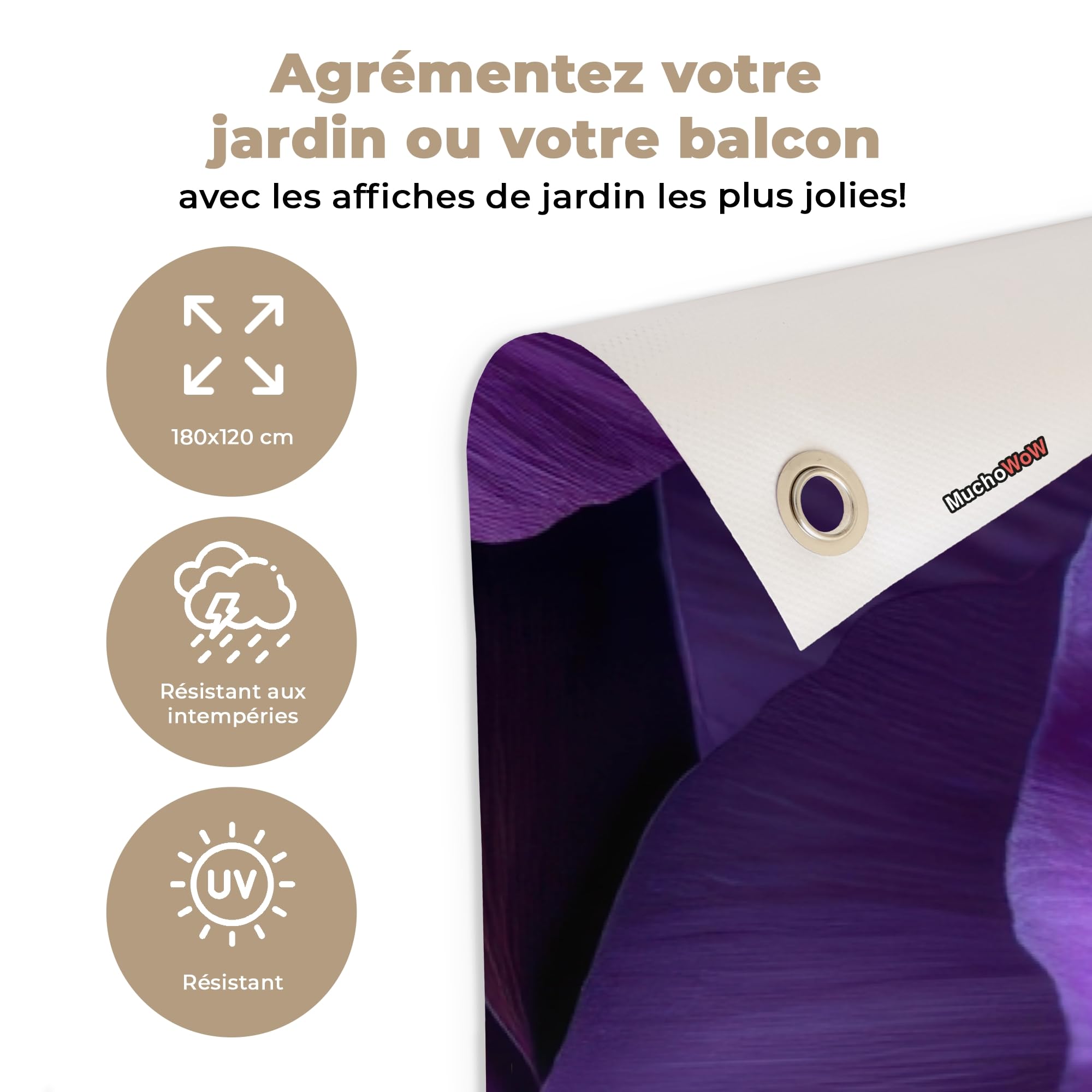MuchoWow© Decoracion Jardin Exterior Decoración Pared Póster De Jardín | 180x120 cm - Balcón Wall Decoration Patio Posters Decorativos Terraza Morado - Violín - Profundidad