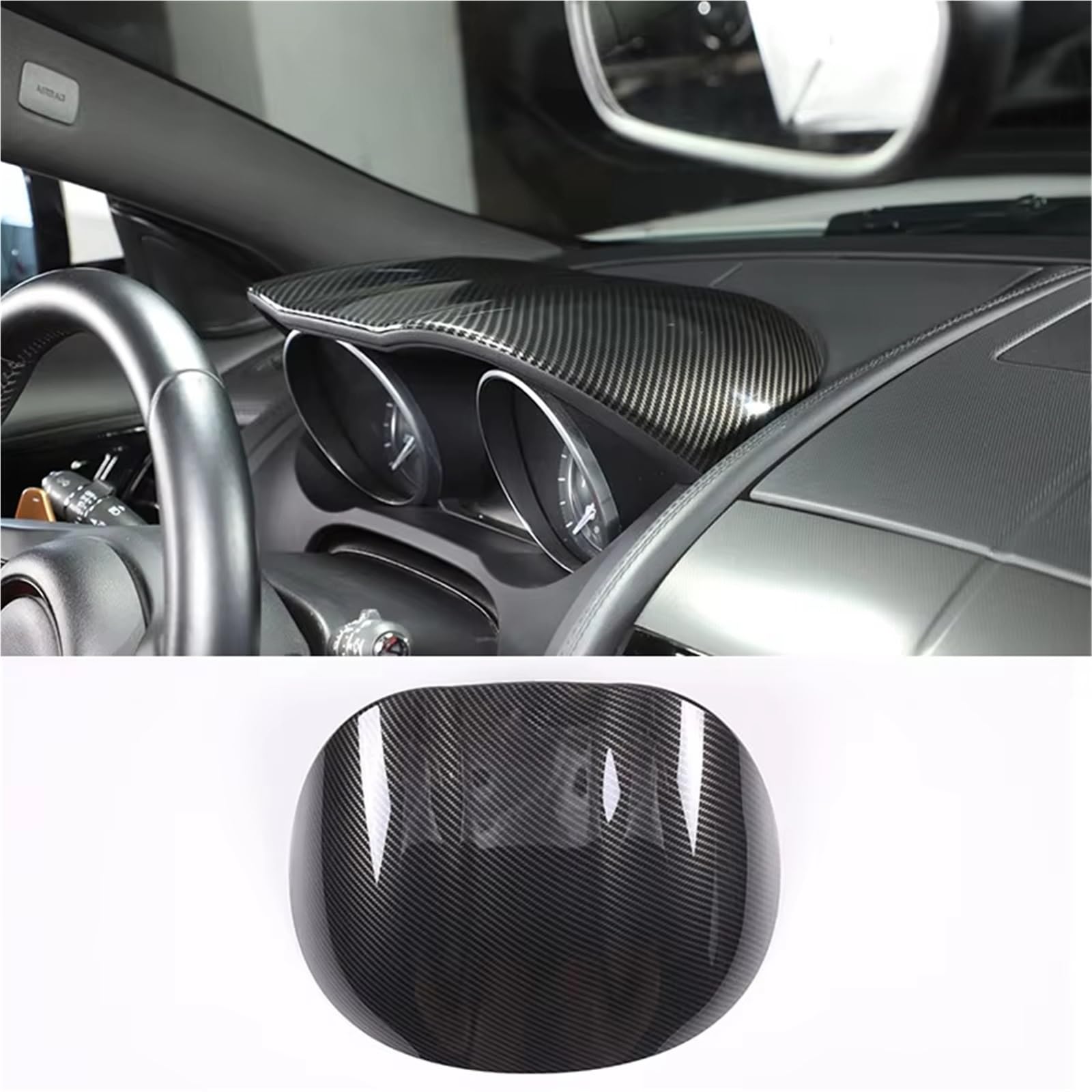 Ramka panelu uchwytu na kubek konsoli środkowej do Jaguara do F-Type 2013-2024, ABS, włókno węglowe, matowa, czarna, dekoracyjna naklejka do wnętrza (włókno węglowe) (matowa czerń)