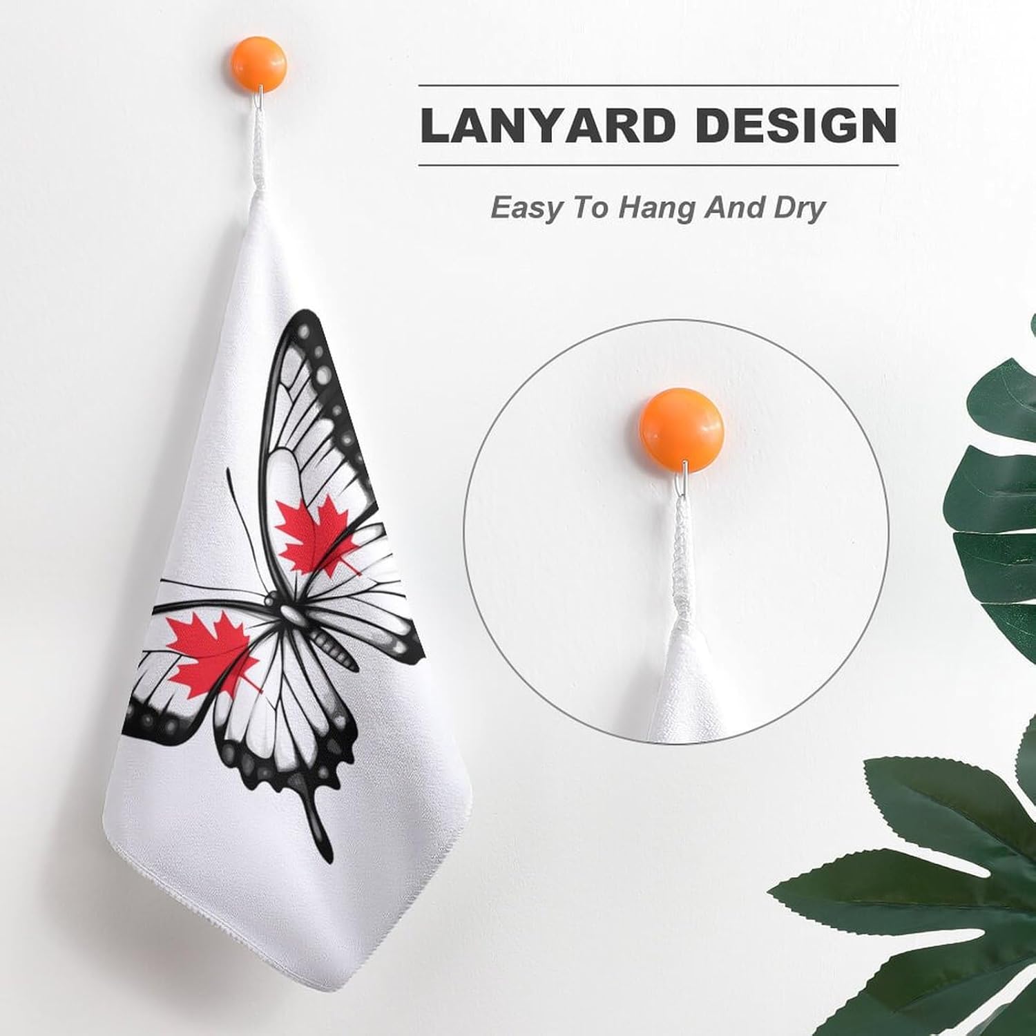 Canada Flag Butterfly Towel Hand Towels Decorative Towel for Bathroom Kitchen Shower Gym 4PCS