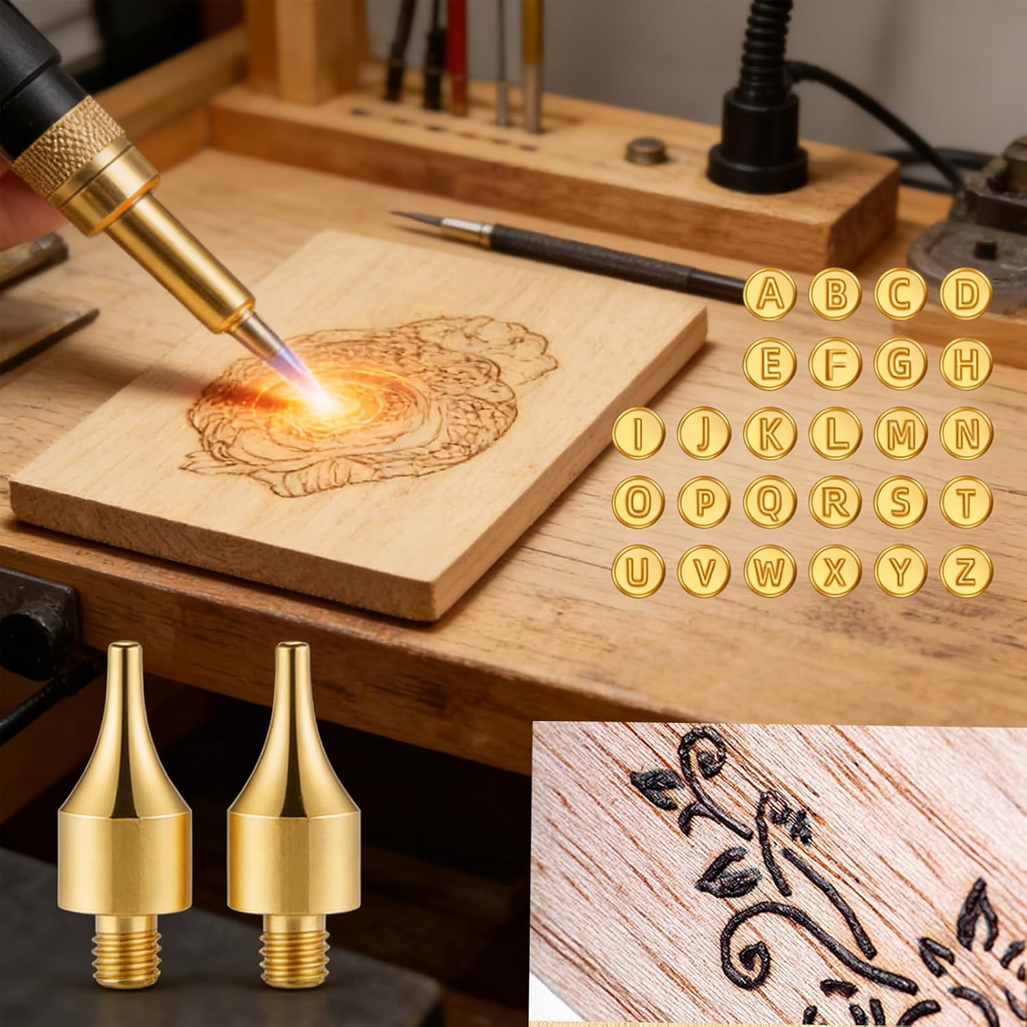 Wood Burning Tips Letters Set, Alphabet Template Branding tip for Embossing and Carving Crafts Carving Iron Paste Tool Adult Embossing Beginner DIY 28Pcs