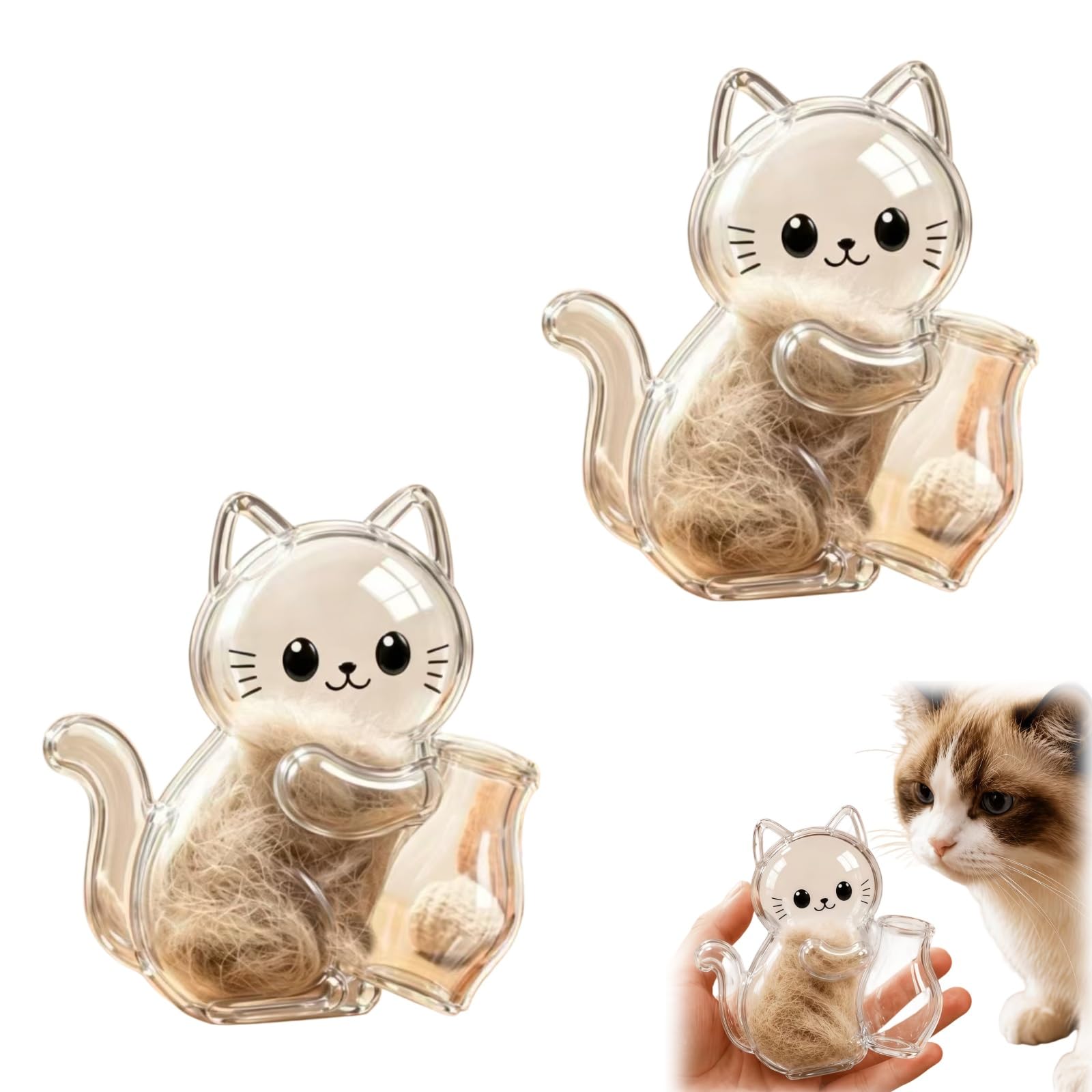 XIAGER 2Pcs Cat Whisker Holder Magnet,Acrylic Cat Fridge Magnet for Pet Hair Collection,Fillable Cats Whisker Keepsake Vase,Funny & Personalised Mini Vase Fridge Magnets Kitchen Decor Set