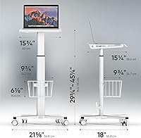 Vista 3 de ONKRON Carrito móvil para laptop con ruedas, carga hasta 17.6 libras, escritorio rodante de pie con altura ajustable, estación de trabajo portátil