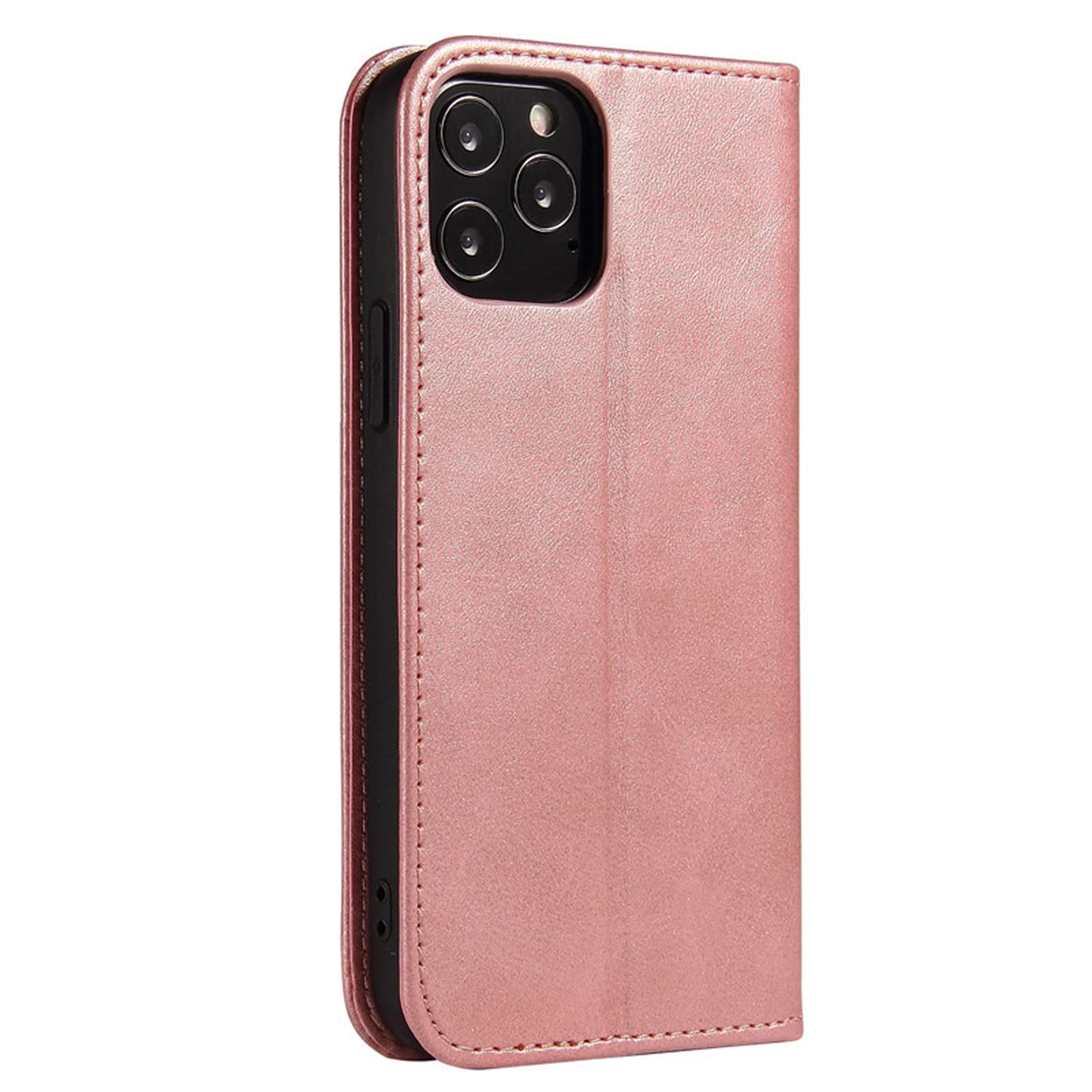 LTL Etui na telefon do iPhone 13 Mini/13/13 Pro/13 Pro Max, ręcznie robione skórzane etui z klapką z przegródkami na karty, etui na telefon, magnetyczne zamknięcie, różowe, 13 6,1 cala