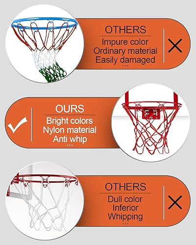 Miniatura 9 de XXXYYY Mini Basketball Net Replacement 8 Loop 2 Pack, Vibrant Color, for Indoor DoorRoom Walls 8"-10.25" Hoop