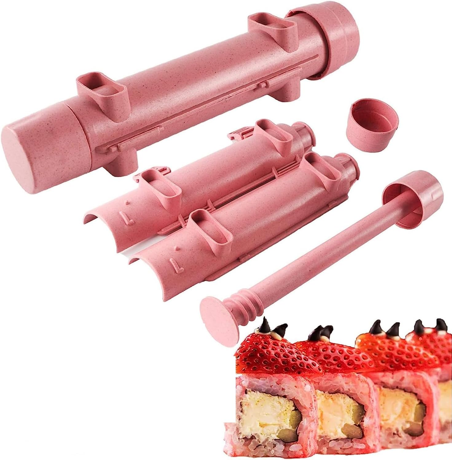 Thanice Sushi Roller Kit Sushi Bazooka Making Set Durable Camp Chef Rice Maker Machine Mold Sushi Rolling Maker Starter Set for Easy Sushi Cooking Rolls Hand operated sushi makers