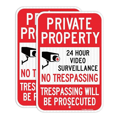 2 Pack Large No Trespassing Signs Private Property, 18 x