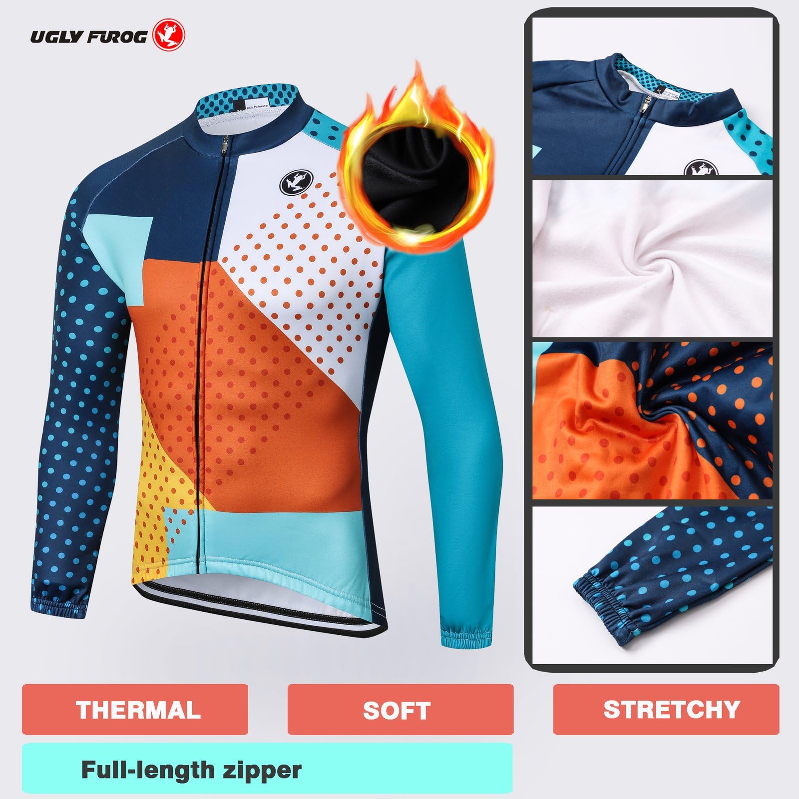 UGLY FROG Plaid Malerei Designs Winter MTB Radsport Trikots Shirts für Herren Pro Thermo Lang