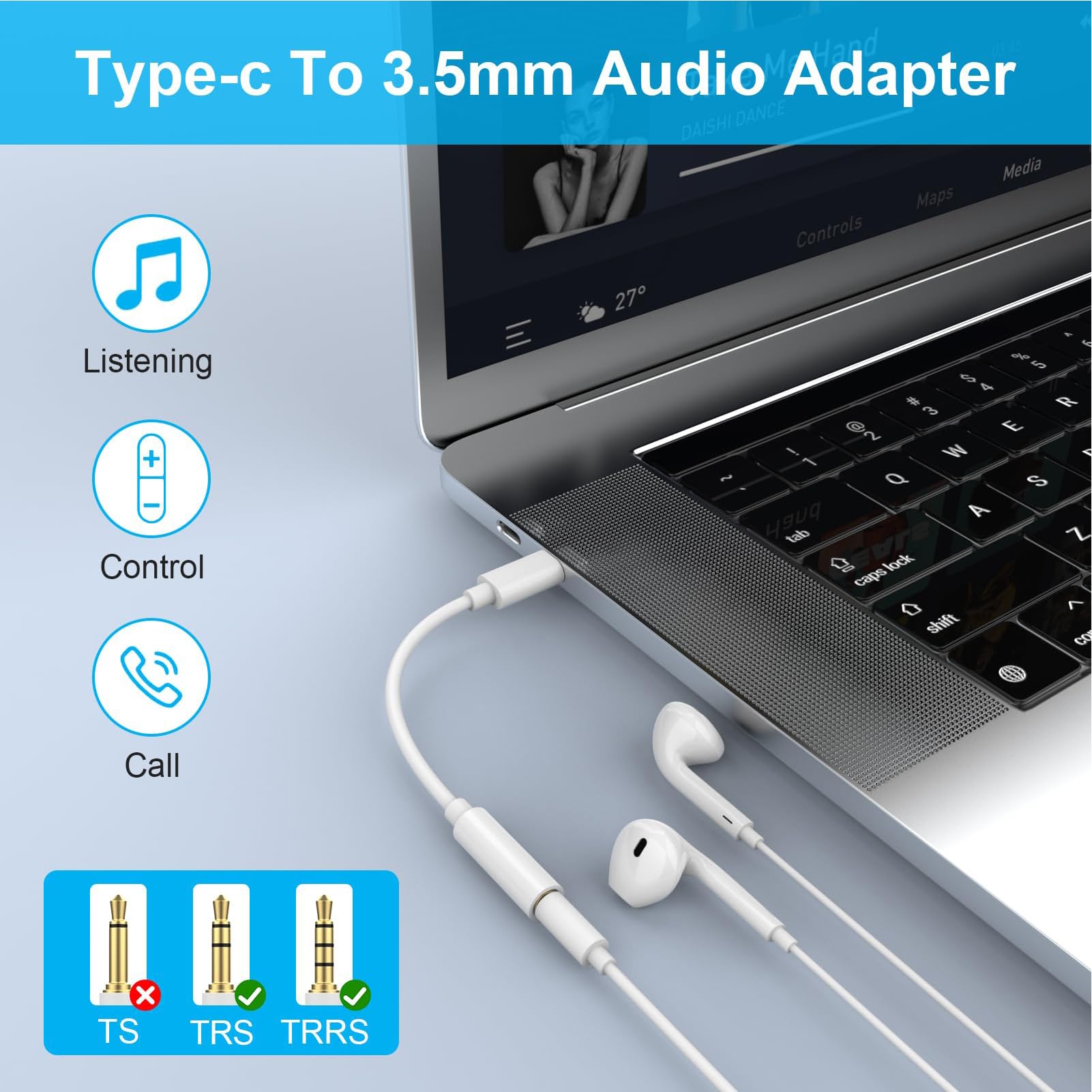 Adattatore Audio USB-C A Jack 3.5 Mm, Convertitore Plug-and-play Per Cuffie - Per Smartphone, Tablet, PC