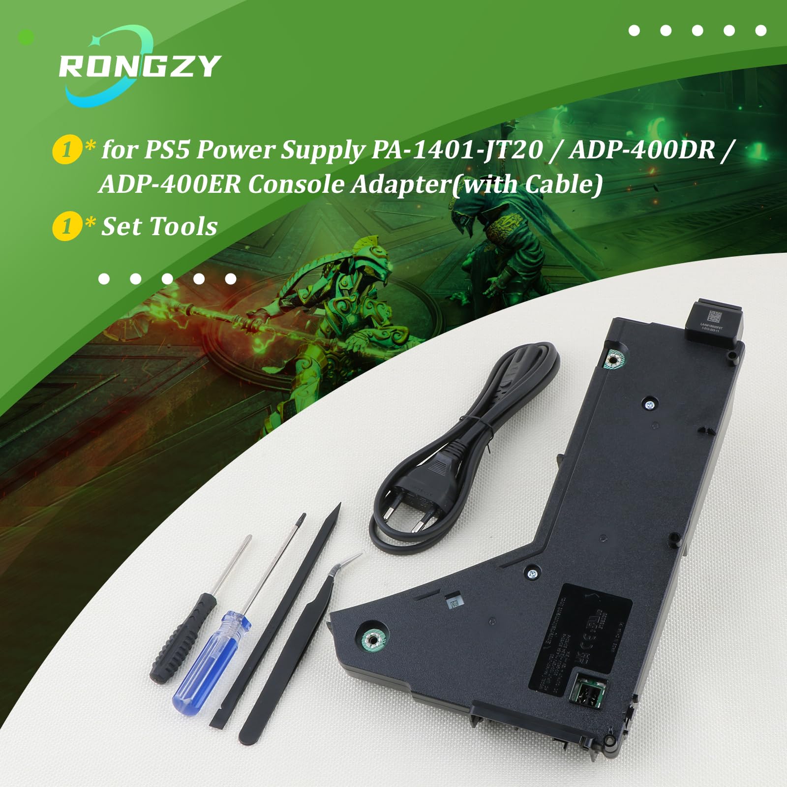 RongZy per PS5 Alimentatore per Playstation 5 Alimentatore Interno Sostituire PA-1401-JT20/ADP-400DR/ADP-400ER con Cavo di Alimentazione Strumenti di Riparazione