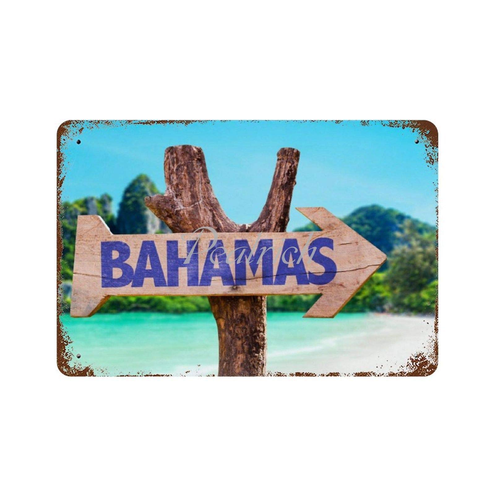 Scott397House Metal Tin Signs, Bahamas Beach Vinyl Coffee Tea Kids Vintage Wall Plaque Man Cave Poster Decorative Sign Home Decor for Indoor Outdoor 8x12 Inch
