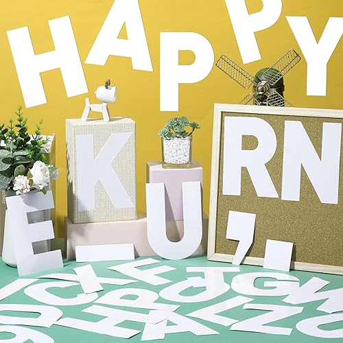 Vista 3 de Seajan 184 letras de vinilo grandes de 6 pulgadas, letras grandes del alfabeto, números y símbolos, autoadhesivas, extraíbles para aula, ventana