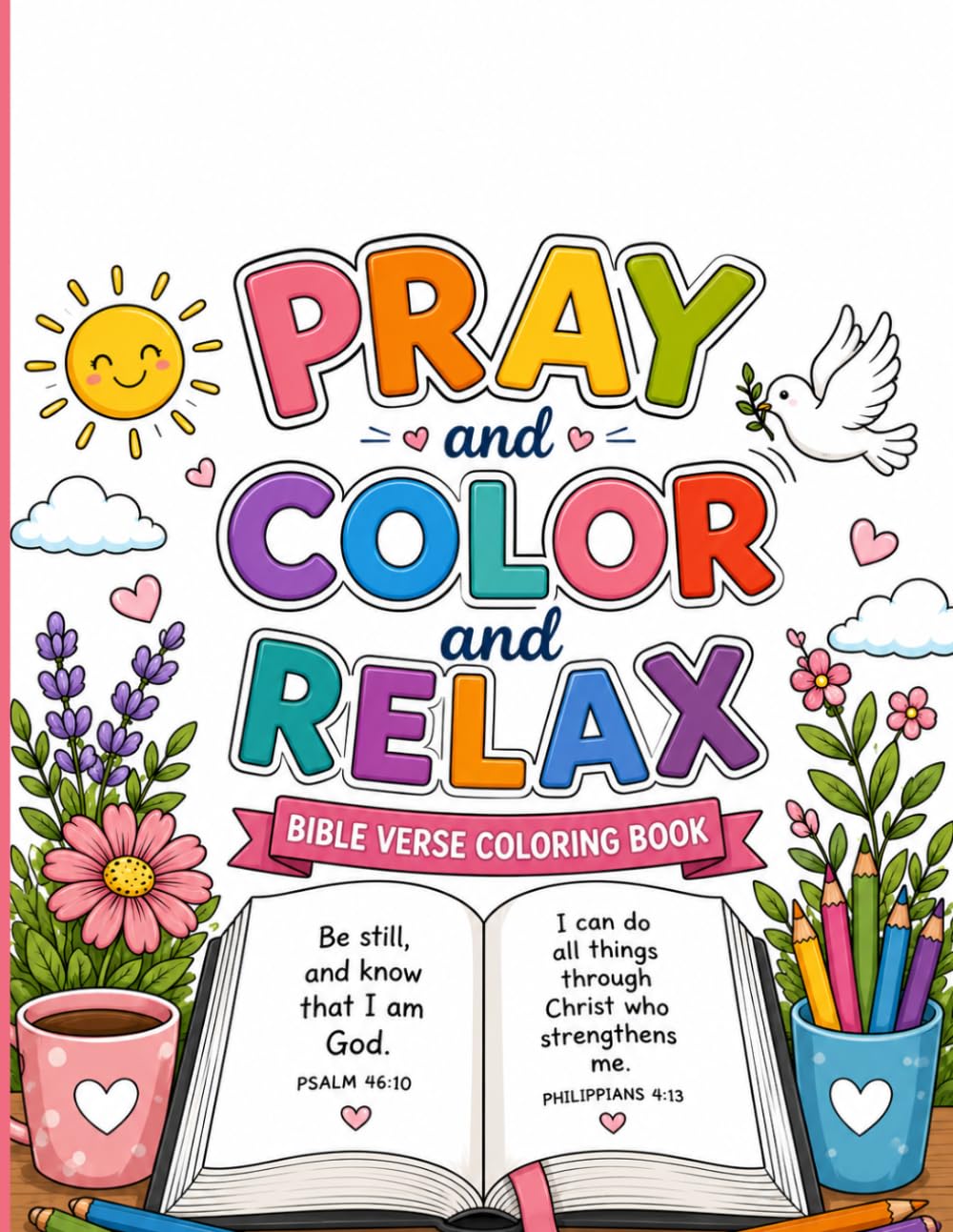 Bible Verse Coloring Book, Pray, Color & Relax, Large Font to Color: 20 Bible Memory Verses with Images illustrating Verses, Short and Easy memory ... X 11" by Rachel Antony (Devotional Books)