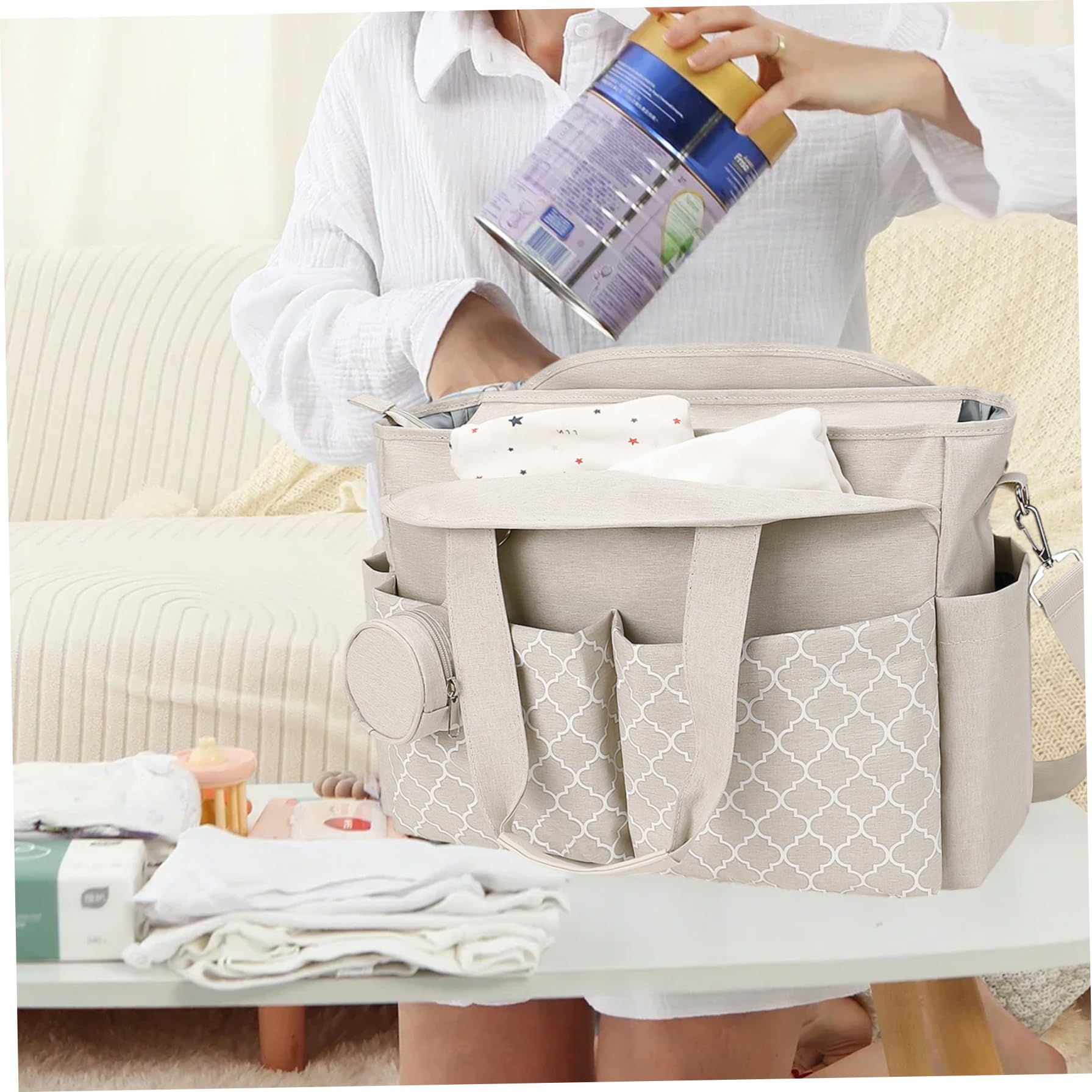 Sacs à langer pour bébé avec un sac pour bébé portable multi-fonctions avec manche et bandoulière pour maman |.Sacs