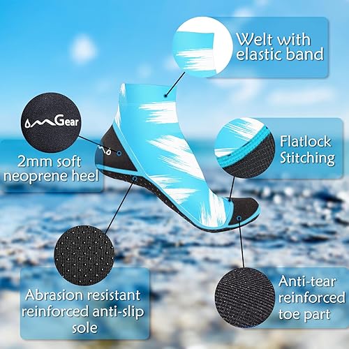 Vista 15 de OMGear Calcetines de agua a prueba de arena, calcetines de buceo de secado rápido para arena, fútbol, playa, voleibol Negro02