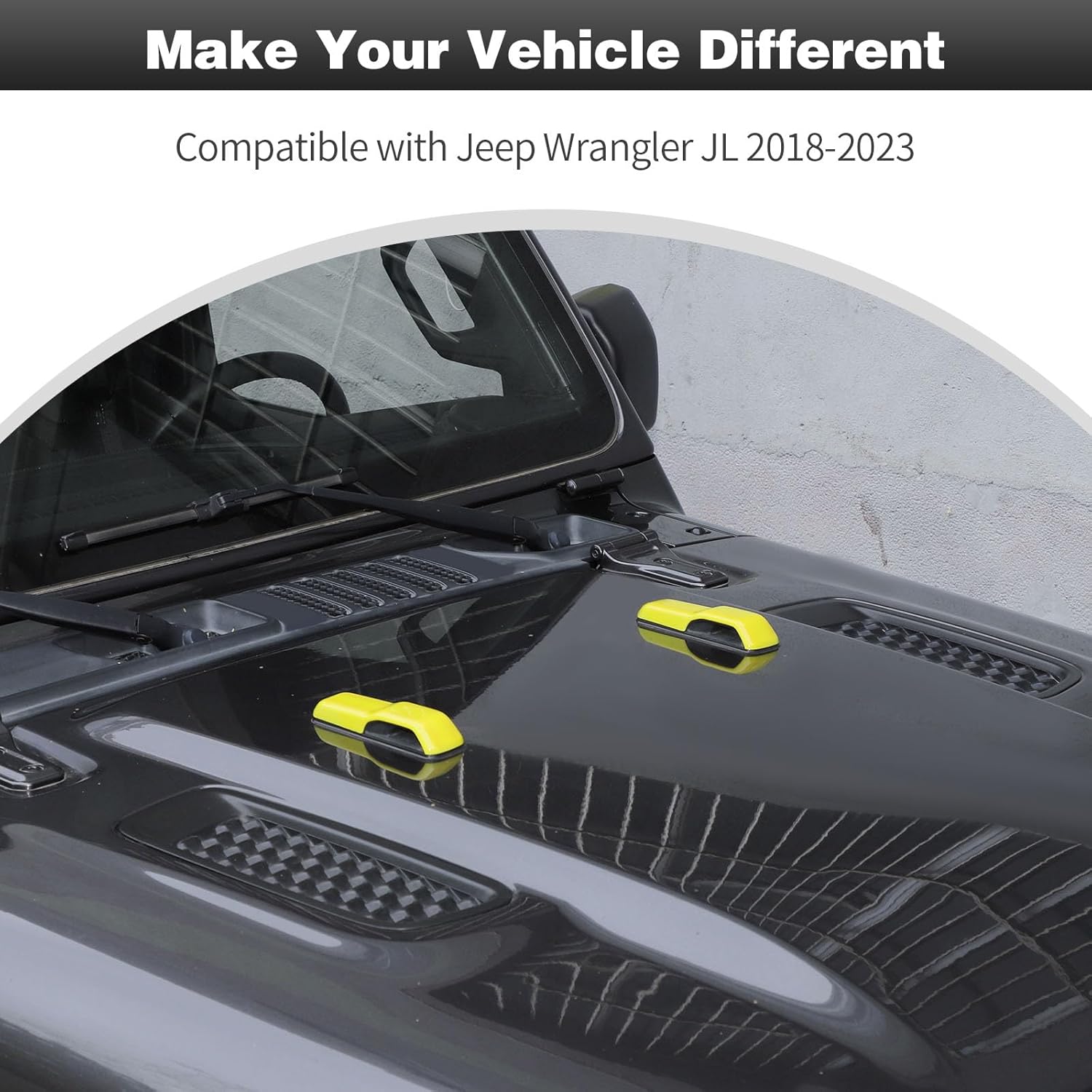 CheroCar JL Engine Hood Hinge Cover Decoration Cover Stickers Rec Exterior Accessories for Jeep Wrangler JL 2018 (Yellow)