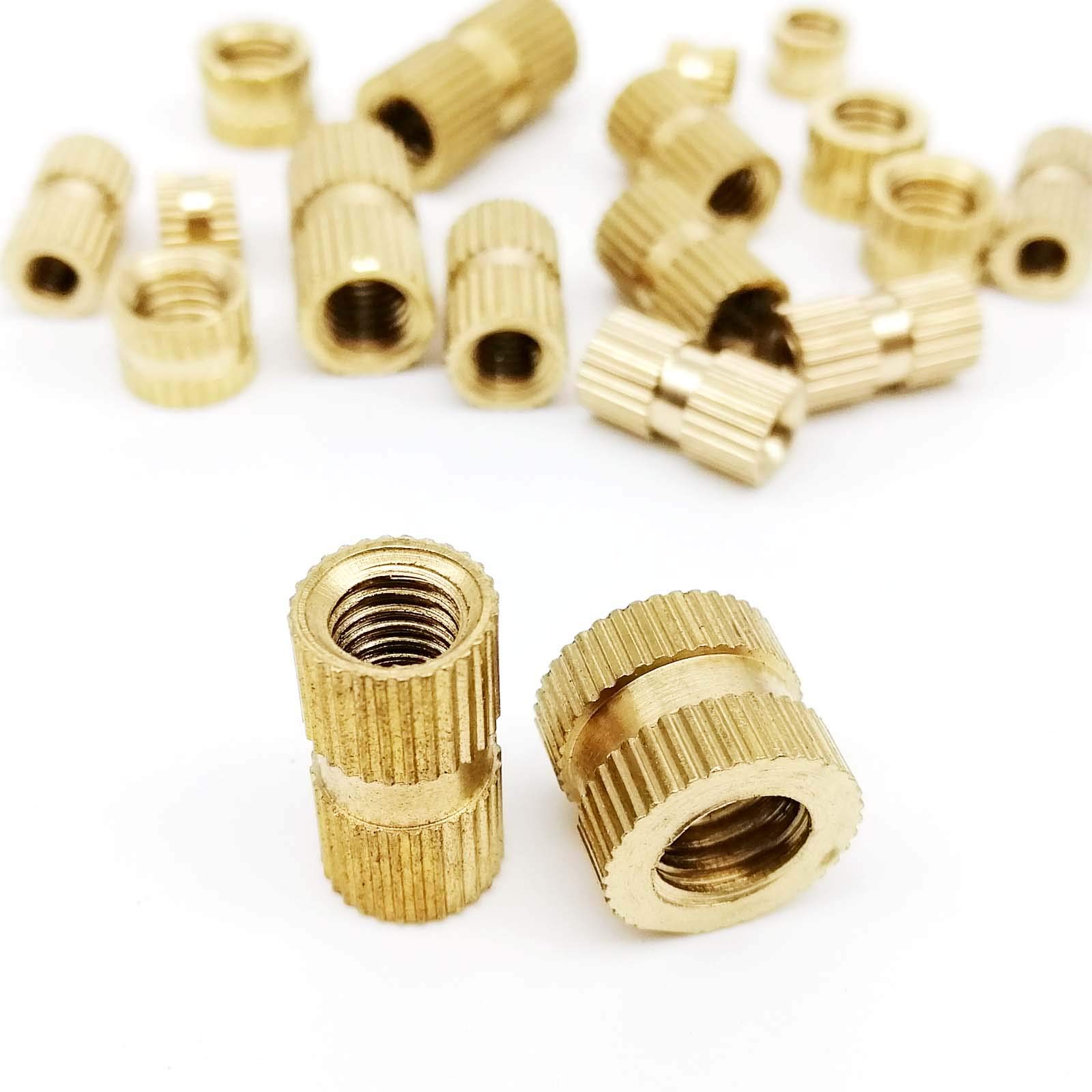 Wuukepsg Length 4Mm 25Pcs Solid Brass Copper M2 M2.5 M3/M4 M5 M6 M8 M10 Metric Thread Injection Molding Knurl Insert Nut Nutsert Embedded Length 4/5/6Mm/Length 4Mm/M4(Od 6.30Mm)