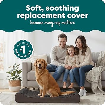 FurHaven Replacement Dog Bed Cover, Contour Luxe Lounger Design, Soft & Breathable Fabric for Cozy Comfort, Machine Washable, Jumbo XL, Ultra Plush Faux Fur & Suede, Chocolate