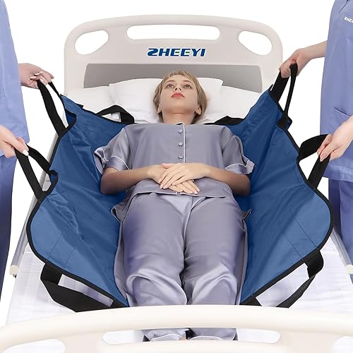 Miniatura 11 de Almohadilla de cama de posicionamiento con asas reforzadas, asistente de hoja de transferencia de pacientes de 43 x 36 pulgadas para levantamiento