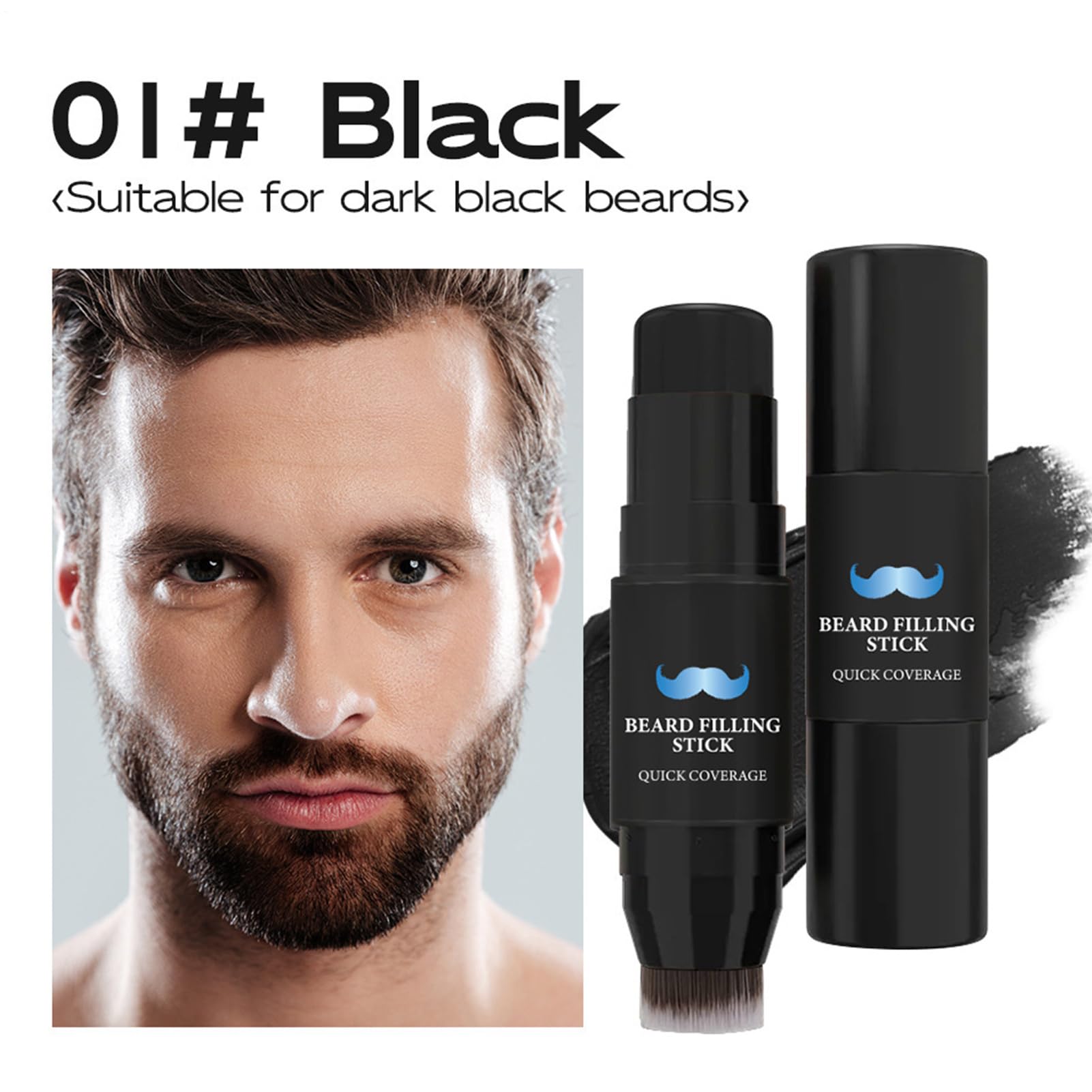 Riempitivo Per Barba Per Uomini - Stick Correttore E Pennello - Tinta 7g Effetto Prolungato Impermeabile Antisudore per Uomini Modellante Definizione Styling