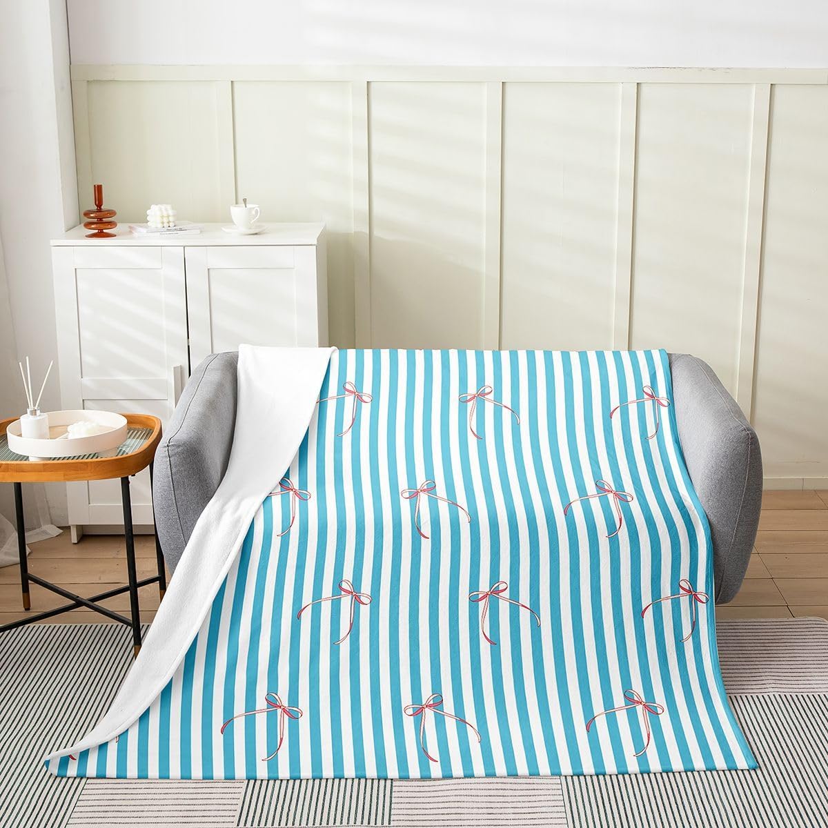 Manfei Stripes Flannel Blankets,30"×40" image 2