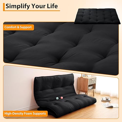 Miniatura 3 de Colchón plegable tipo futón de 39 x 80 pulgadas, colchón japonés enrollable para campamento, habitación de invitados y juegos en el suelo de los