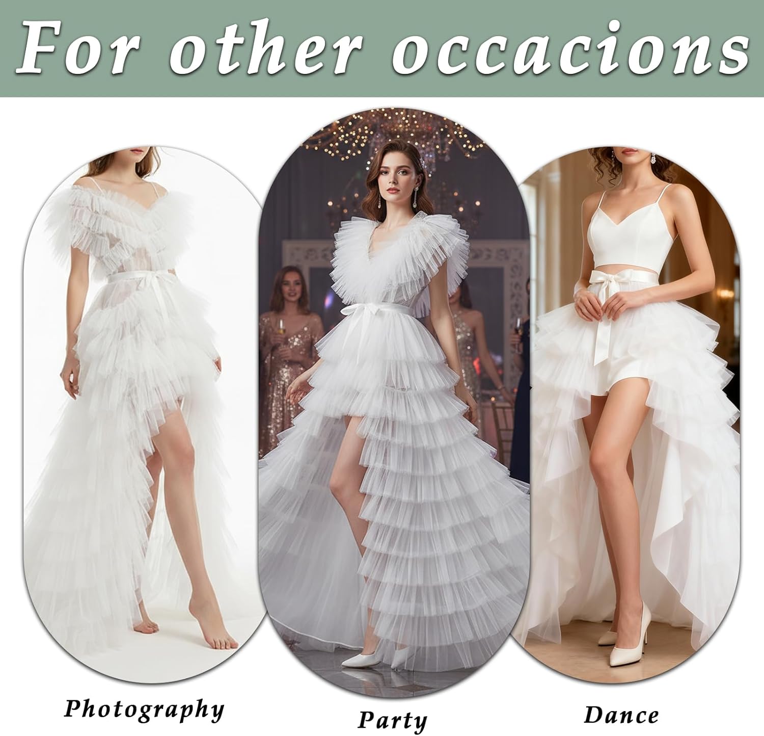 White Tulle Skirt Detachable Train Wedding Dress Long Tulle Skirt for Women Birthday Wedding for Bridal Party Cocktail Party Festival Maxi Mesh Overskirt Outfits - Image 7