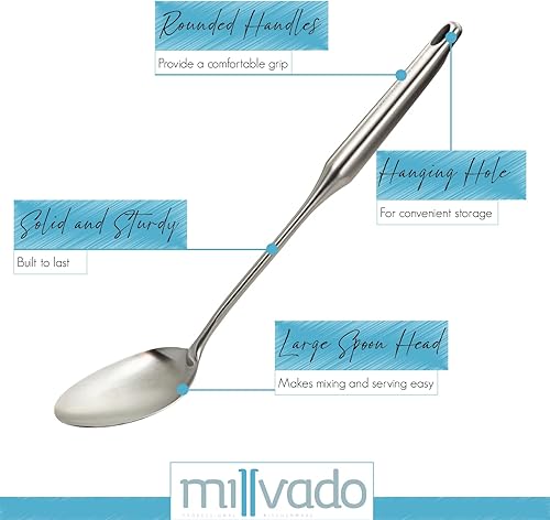 Miniatura 10 de Cuchara de cocina ranurada de acero inoxidable, colador de chef de metal grande para cocinar, servir y mezclar, la herramienta de cocina #1 apta