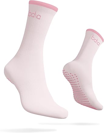 Bala High Sock with Grips - Classic Crew Slip-Free High Socks Designed for Yoga, Pilates, Barre & Home Workouts - Lightweight