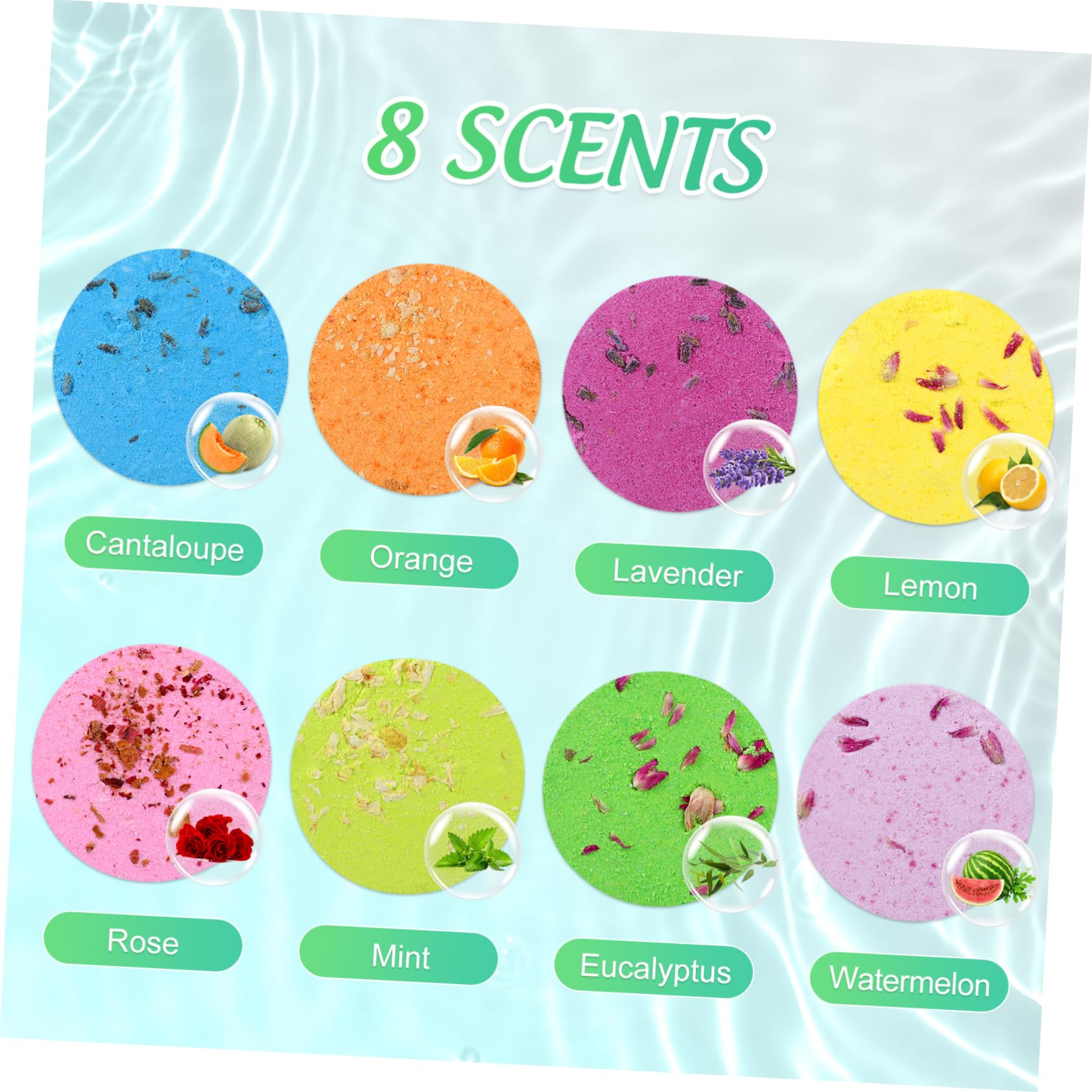 Didiseaon 8 Pastillas de Baño Aromáticas de Sal Marina para Ducha Femenina Aroma Elegante y Propiedades para Cuidar la Epidermis sin Manchar la Bañera