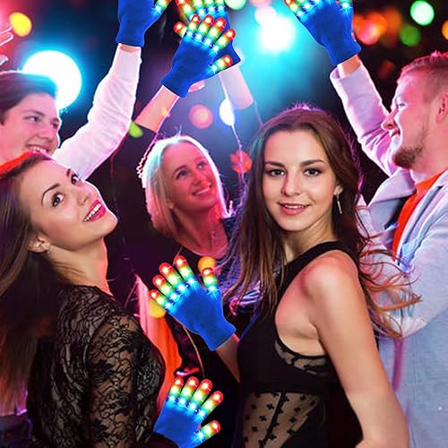 Miniatura 3 de Guantes de dedo con luz LED para niños, adolescentes, adultos, Pascua, Halloween, Navidad, regalos para fiestas, Azul oscuro